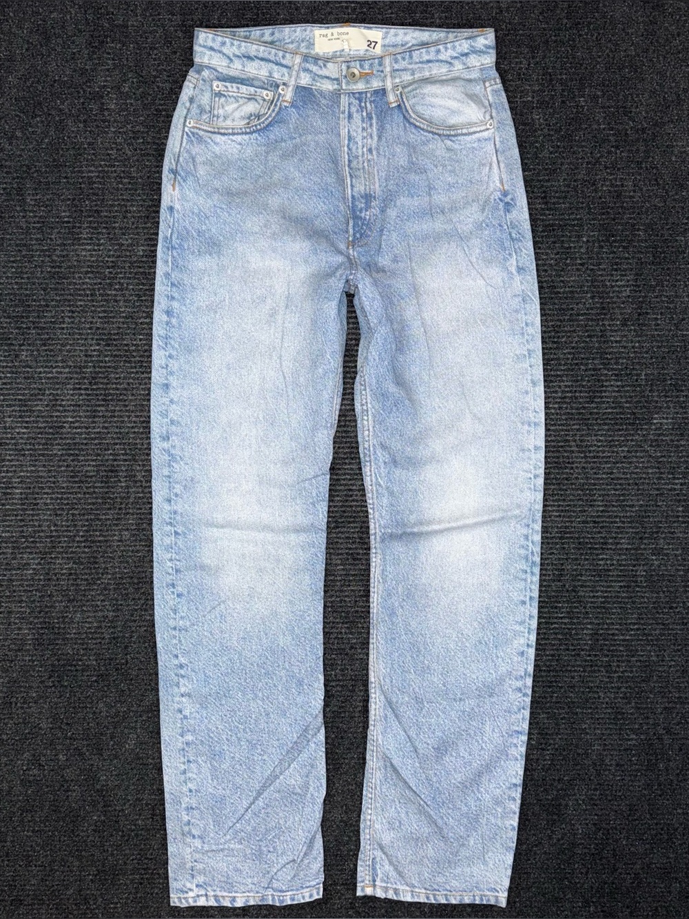 Rag & Bone Miramar Jeans Alex Liquid Straight Leg High Waist Luna Light Wash 27